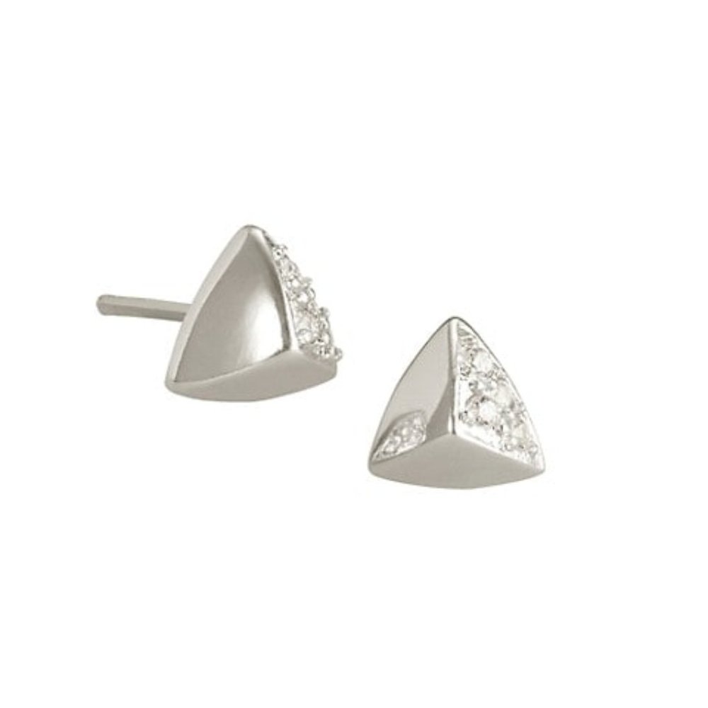 KENDRA SCOTT Perry Rhodium-Plated & Cubic Zirconia Stud Earrings